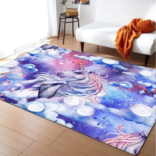 3D Pink Unicorn Carpet Girls Room Cartoon Kids Living Room Area Rugs Bedroom Beside Carpet Balcony Rug Baby Hall Mat Floor Mat