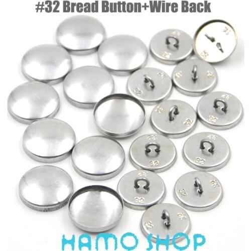 50Sets/lot Free Shipping #32 Aluminum Round Fabric Covered Cloth Button Cover Metal Bread Shape Wire Back For Handmade DIY