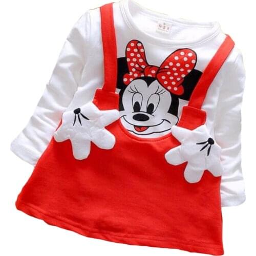 2020 Promotion Real Spring Autumn Kids Girls Dress Baby Girl Princess Party Minnie Mouse Tutu for Cartoon Children Clothe1-4y
