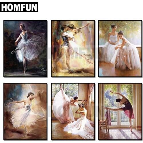 HOMFUN Full Square/Round Drill 5D DIY Diamond Painting "Ballet Dance" 3D Embroidery Cross Stitch 5D Rhinestone Decor A00342