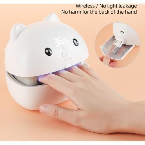 Wireless DIY Mini Cute Pet Nail Dryer 15W UV Led Lamp For Manicure Nail Drying Machine Smart Sensor 30s/60s/90s With Storage Box