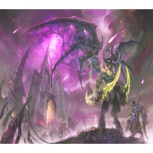 Decorative wallpaper World of warcraft illidan wall paintings in the background