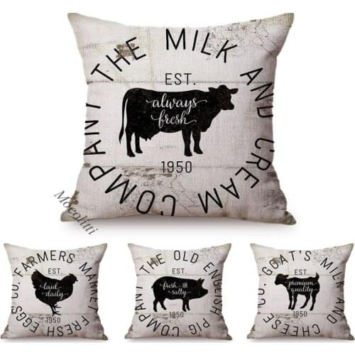 European Farm Poster Design Decoration Cushion Cover Cow Chicken Sheep Pig Poultry Animal Pattern Sofa Throw Pillow Case Cojines