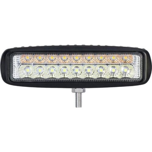 2pcs 6 inch 18W 12V 24V White Amber LED Work Light LED Bar Light for Motorcycle Tractor Boat Off Road 4WD 4x4 Truck SUV ATV