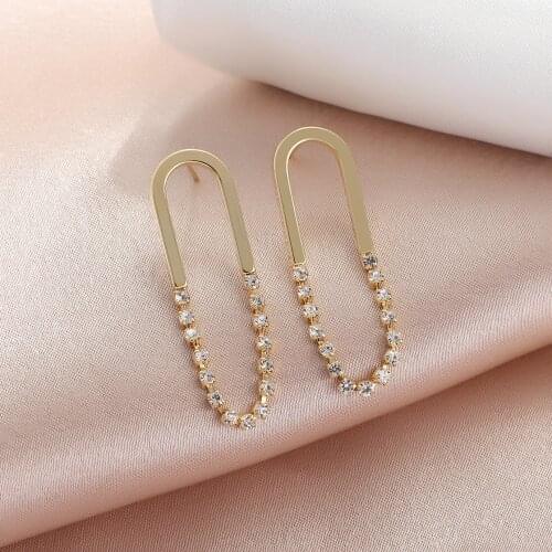 Gojomem Unique Paperclip Gold Color with Micro Pave CZ Sparking Bling Earrings European 2021 New Style Fashon Jewelry for Women