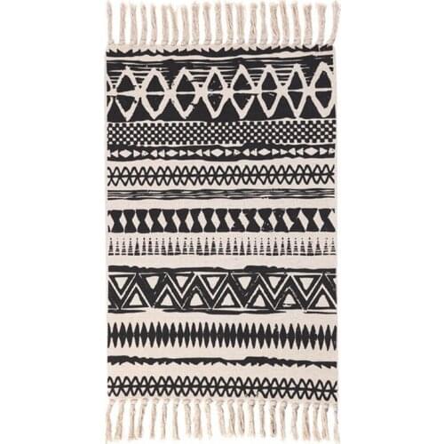 Cotton Thread Woven Thickened Non Slip Fringed Floor Mat National Wind Printing Kitchen Living Room Bedside Carpet-ABUX