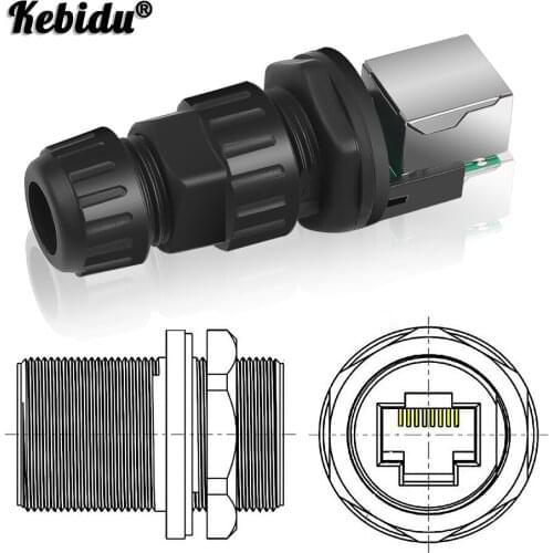 Kebidu 1 Pc RJ45 Interface Connector IP68 Network Outdoor AP Waterproof Connector Adapter Durable 10mm Hole 8 Core M19 Adaptor