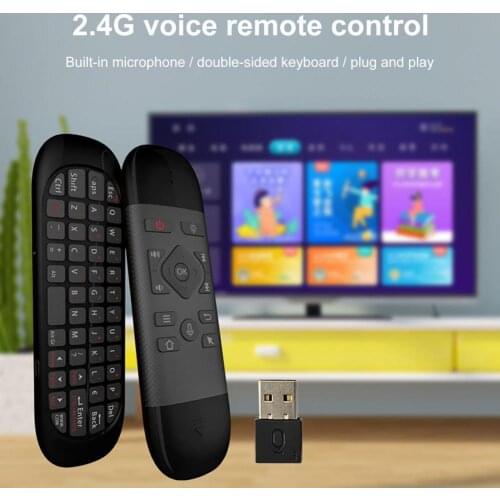 A61 Wireless Keyboard Plug Play Double-sided Backlight ABS 2.4G Air Mouse Voice Remote Controller with Mic For Android TV Box