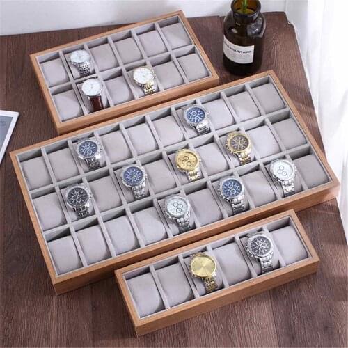 6/12/24/30 Grids Watch Box Pillow Style Wood Watch Display Tray Storage Holder Organizer Open Jewelry Display Storage Box