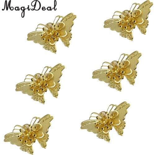 MagiDeal 6 pcs Fashion 3D Large Filigree Butterfly DIY Scrapbooking Home Mirror Wall Art Golden Home Decoration Stickers