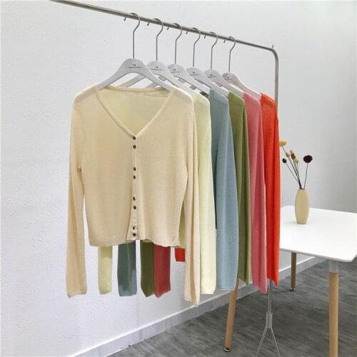 Makuluya Sweet Cute Candy Color Women Female Vintage Casual Classic Thin Knitted V-Neck Sweaters Cardigan Coats Open Stitch L6