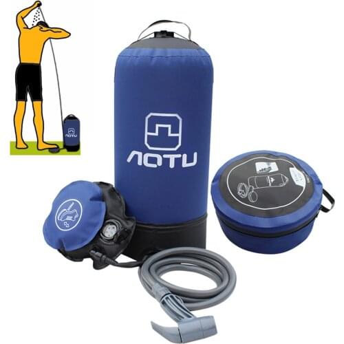11L PVC Pressure Shower with Foot Pump Lightweight Outdoor Inflatable Shower Pressure Shower Water Bag Hiking Bathing