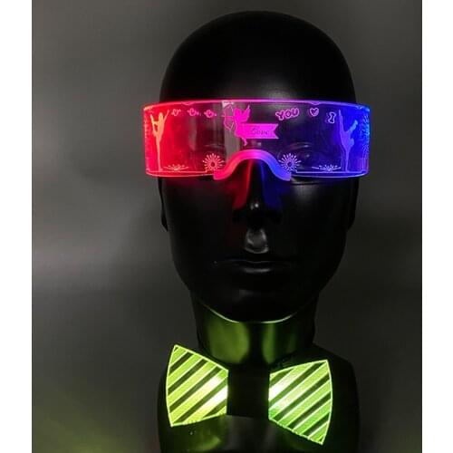 New LED Glasses and LED Bow tie Glowing Party Supplies Luminous Party Glasses Flashing Acrylic Bow Tie DJ Dance Party Props