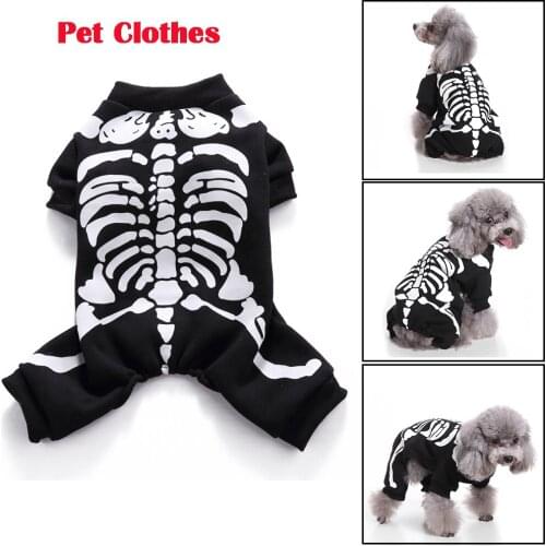 Cat Halloween Clothes for Dogs Pets Costumes Halloween Clothes Dogs Horror Skeleton Patterned Clothes for Party Decor Dressing