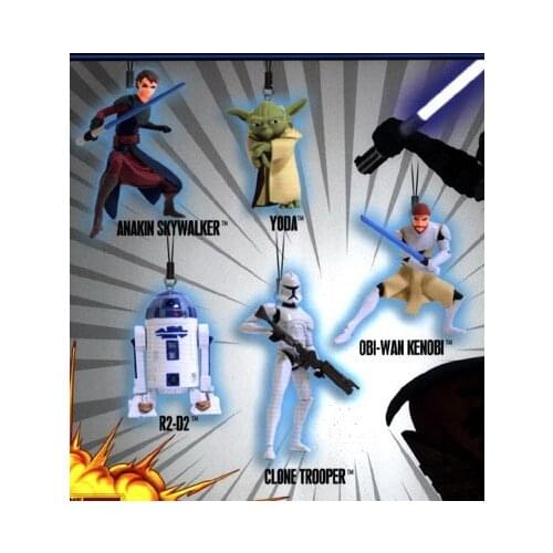 Bandai Genuine Gashapon Toys STAR WARS Master Yoda Obi-Wan Kenobi R2-D2 Action Figure Ornament Toys Phone Charms