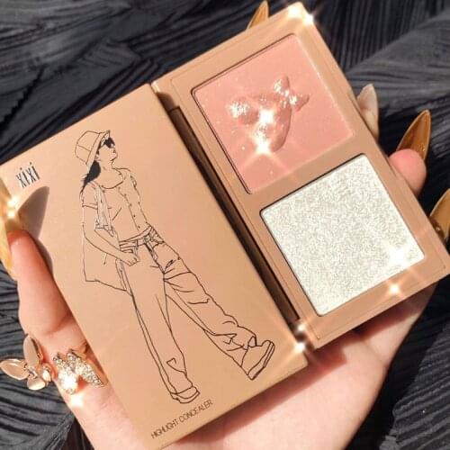 Shimmer Diamond HighLight Blush Palette All In One Palette Pearly Shiny Peach Milk Tea Matte Eye Shadow Makeup Cosmetic TSLM1