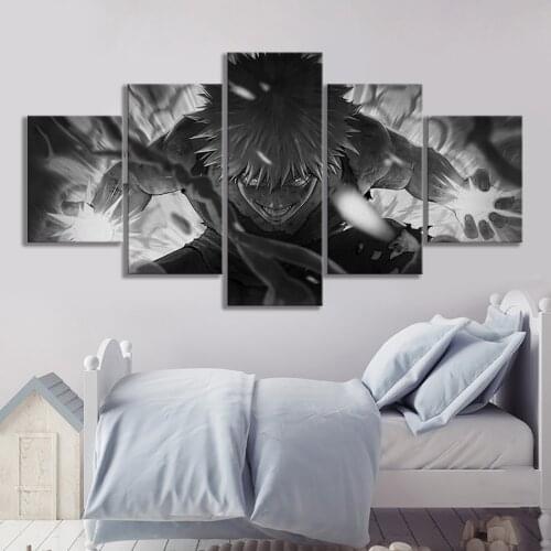 Canvas Prints Poster Wall Art Painting 5 Pcs My Hero Academia Bakugo Katsuki Anime Pictures Home Decor Living Room Modular Frame