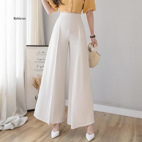 Casual Womens clothing Summer New Chiffon Loose Pants Womens High-Waist Vertical Thin Split cargo Women Pants Skirt