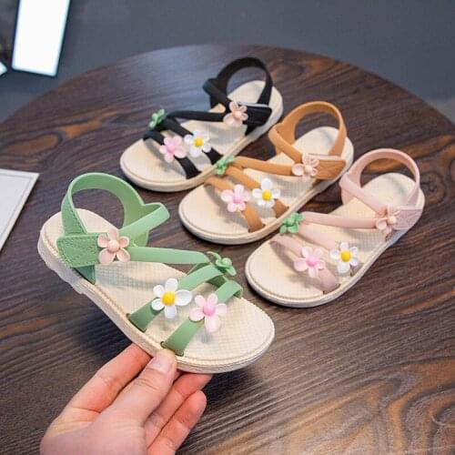 Baby Girls Sandals Summer Children Shoes 2021 New Soft-soled Sweet Flower Party Princess Shoes Fashion Non-slip Kids Sandals