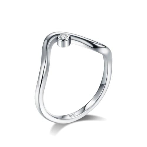 SILVERHOO New S925 Sterling Silver Rings For Women 5A Clear Cubic Zirconia Water Drop Simple Ring Anniversary Fine Jewelry