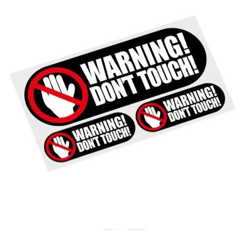 3Pcs/Lot Warning Lable Don't Touch Sticker Reflective Vinyl Car Warning Sticker Bumper Bike Decals DIY For Vans,Window Phone
