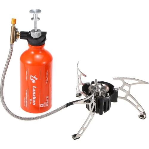 Outdoor Camping Multi Fuel Oil Stove with 500ml Gasoline Fuel Bottle for Diesel Alcohol Stove Pump Diesel Nozzle Storage Sack