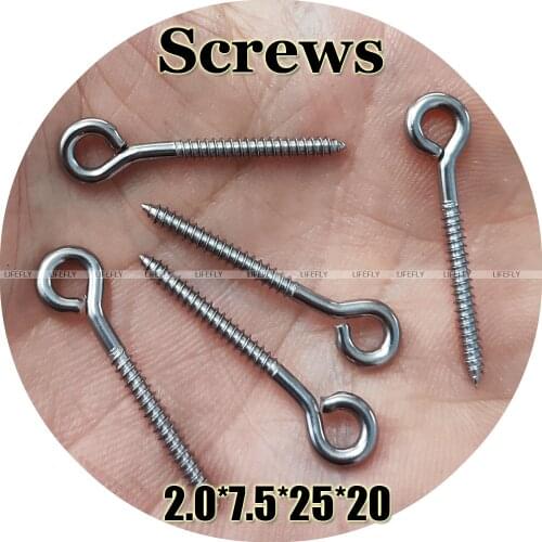 2.0*7.5*25*20 / 50 Screws, Stainless Steel, Closed Eye, Plug Hardware, Jerk Baits, Lure Making, Fishing