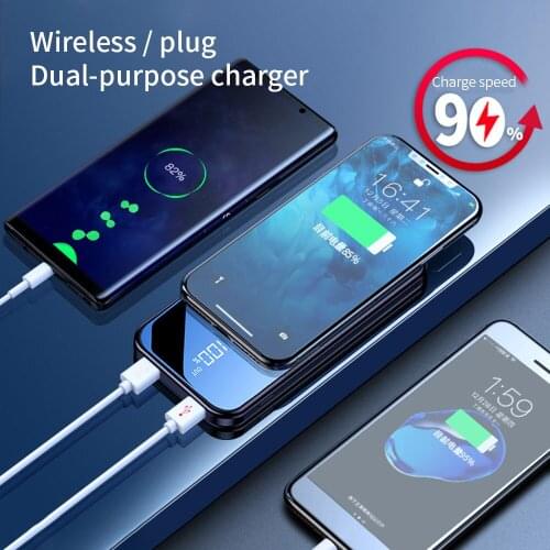 FLOVEME 10000mAh wireless charging treasure full screen mirror power bank digital display Doub USB wireless charging