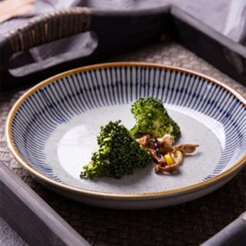 High Quality Unglazed Ceramic Round Deep Dish Plate Restaurant Tableware Commercial Plate