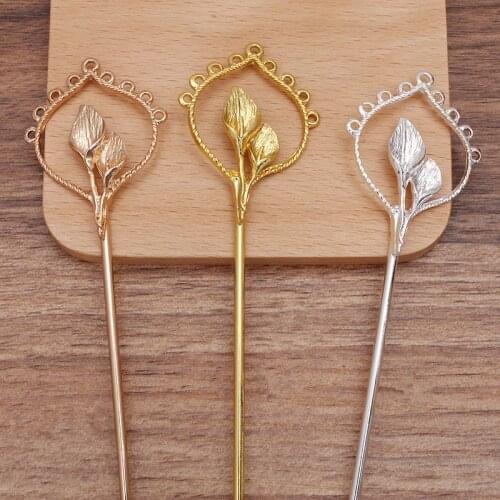 5pcs 120mm Hairpin Settings 35*47mm Vintage Metal Alloy Hair Sticks Base DIY Hairwear Accessories For Jewelry Making