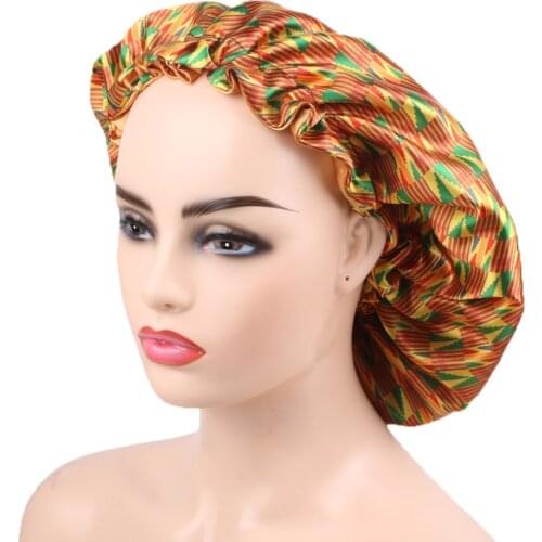 African Pattern Print Bonnet Women Night Sleep turban Satin Soft Hair Care Caps