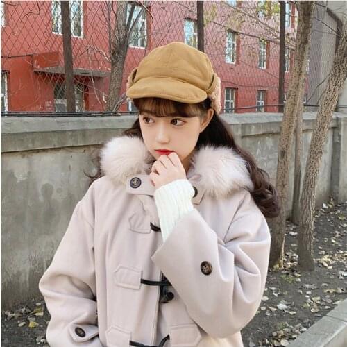 Womens Ear Cap Solid Color Lamb Wool Earmuffs Hat Womens Autumn and Winter Thickened Thermal Lei Feng Cap Cute Windproof Cap
