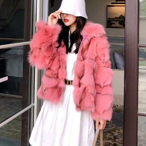 Short Thicken Natural Fox Fur Coats Warm Solid Streetwear Womens 2020 Fashion Genuine Fur Jacket