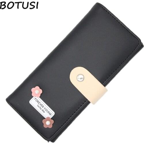 BOTUSI flowers pearl womens wallets purse PU Leather Long Wallet Hasp Phone Bag Money Coin Pocket Card Holder Carteira Feminina