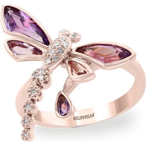 Beautiful Lovely Dragonfly Insect Ring for Women Rose Gold Color Female Party Rrings Jewelry Romantic Accessories