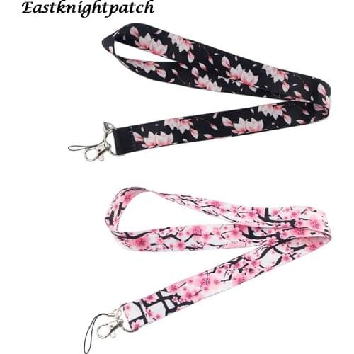 12pcs/lot E2637 Cartoon Cherry blossoms Multi-function Mobile Phone Strap Tags Neck Lanyards for key Badge Neck Straps Lanyard