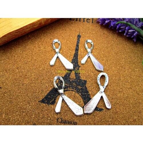 12pcs Tie Charms Clothes Charm Silver tone tie Charms pendant 38x20mm