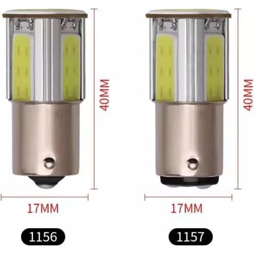 2Pcs 1156 LED BA15S P21W 1157 BAY15D Bau15s Wedge 4 Cob Car Light White Brake Reversing Bulb Turn Signal DRL Tail Lamp DC 12V