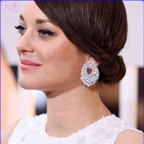 2019 new fashion jewellery high quality luxurious leaf earrings full of zircon temperament wild earrings womens earrings