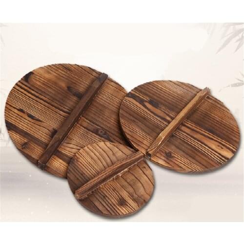 34cm Frying Pan Lid Wooden Pot Lids Chinese Fir Pan Lid Frying Pan Cover Pot Cover Wok Pan Lids Kitchen Accessories Utensils