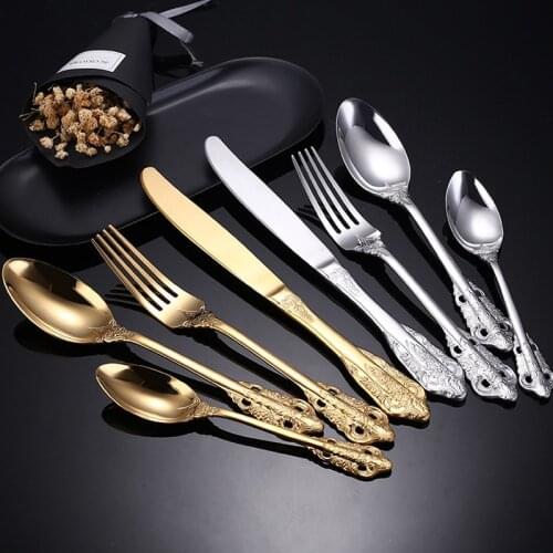 4pcs Cutlery Set Stainless Steel Utensils For Kitchen Fork Spoons Knife Sets Teaspoons Tableware Dinnerware Sets Wholesale