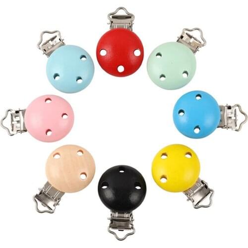 5pcs Metal Wooden Baby Children Pacifier Clip Infant Prevent Drop Nipple Clasps Accessories DIY Sewing Pacifier Chain Holders