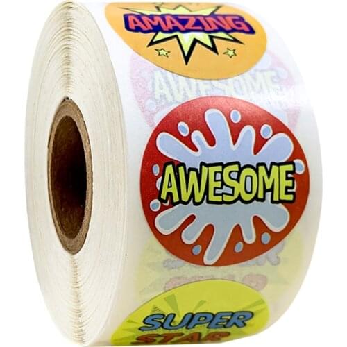 500 Pcs/roll Teacher Reward Motivational Sticker for Children In 8 Designs 'WOW Good Job ' Scrapbooking Stationery Stickers