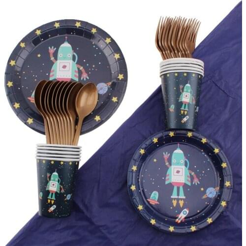 51pcs/set Astronaut Theme Party Tableware Baby Shower birthday decoration party Napkins Cups Disposable Tableware Party Supplies