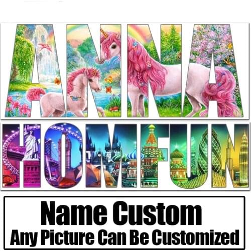 Name Letter Photos Custom 5D Diamond Painting Cross Stitch Full Square Round Diamond Embroidery Mosaic Home Decoration Kids Gift