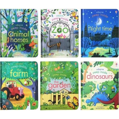 6 Books/set Usborne Peep Inside Book English Educational 3D Flap Picture Books Baby Children Reading Book for Children Gifts