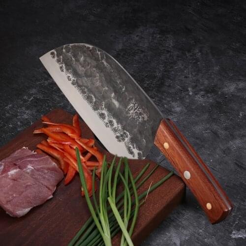 DENGJIA Handmade Slicing Labor-Saving Handle Meat Cleaver Forged Chinese Kitchen Chef Vegetable Knife