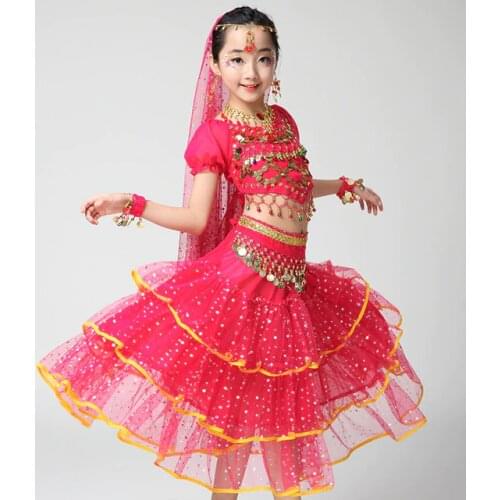 Children Dancewear Kids Professional Belly Dance Costume Girls Egypt Dancing BELLYDANCE Costumes for Girls Top&Shirt&Chain&Pant