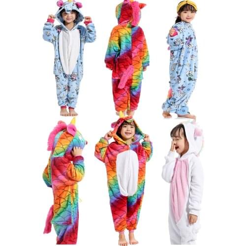 Kids Unicorn Onesie Pajamas Animal Cartoon Cosplays Blanket Sleepers Baby Kigurumi Costume Winter Boys Girls Jumspuit Onesieshow