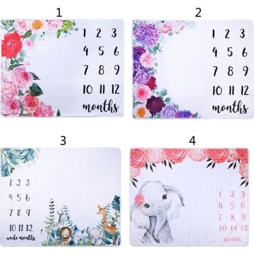 Baby Blanket Soft Flannel Photography Monthly Photo Newborn Children Cartoon Elephant Milestone Sleeping Bath Crawling